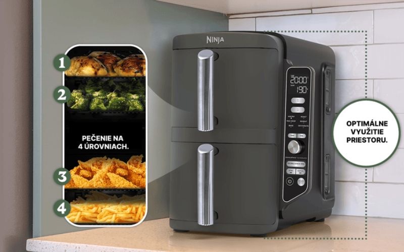 Fritéza teplovzdušná Ninja SL400EUWH Foodie Double Stack XL 9,5 l biela Fritéza teplovzdušná Ninja SL400EUWH Foodie Double Stack XL 9,5 l biela