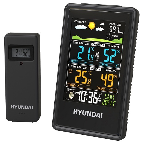 Pohľad na meteostanicu Hyundai WS 2350 so senzorom