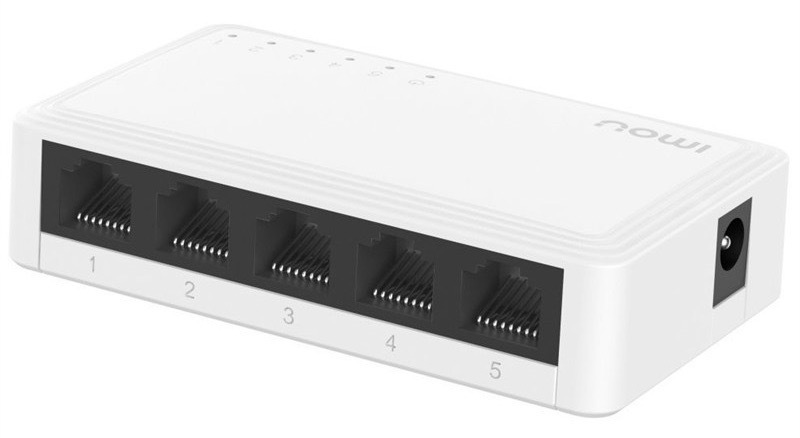 Switch Imou s piatimi portami, LED indikátory, biela farba