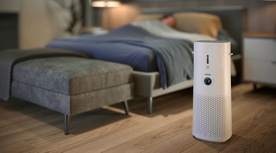 Čistička vzduchu Philips Series 3000 AC3737/10 Čistička vzduchu Philips AC3737/10 Series 3000 stojaca na podlahe v spálni