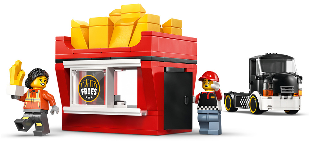 Stavebnica LEGO® City 60488 Pojízdné občerstvení s hranolky Pojazdný stánok s 216 dielikmi LEGO je možné kombinovať s ďalšími modelmi LEGO City a vytvoriť väčší mestský svet.