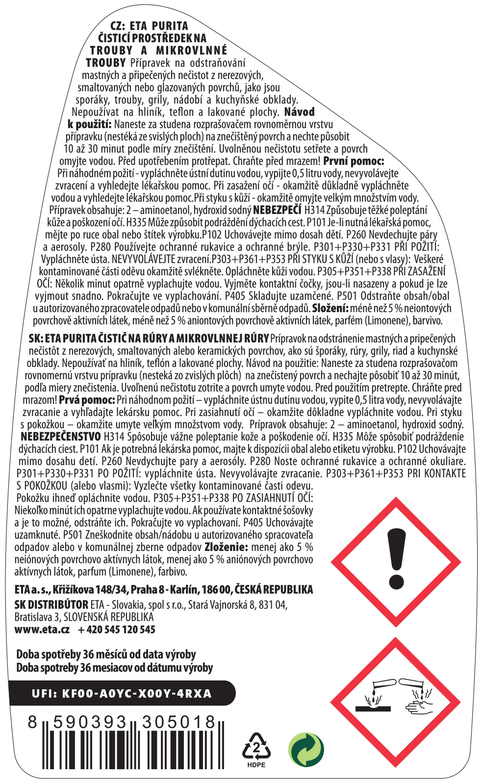 Čistiaci prostriedok na rúry a mikrovlnné rúry ETA PURITA 9956 90000 Čistiaci prostriedok na rúry a mikrovlnné rúry ETA PURITA 9956 90000