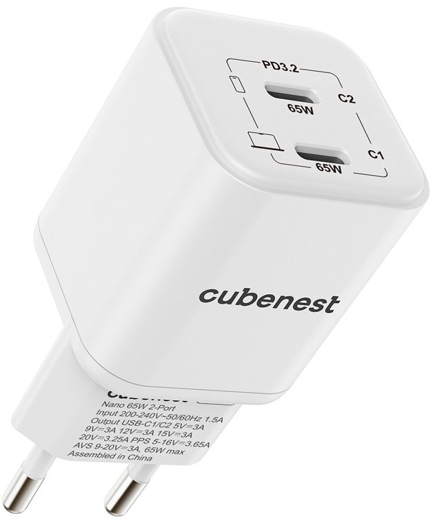 Nabíjačka do siete Cubenest PD Nano Adapter N2D65 s celkovým výkonom 65 W