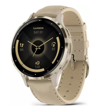 Inteligentné hodinky Garmin Venu 3S - Soft Gold/French Gray Leather Band