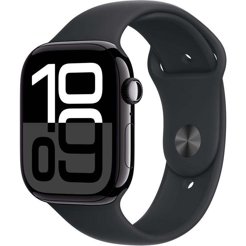 Inteligentné hodinky Apple Watch Series 10 GPS + Cellular 46mm klavírno čierny hliník - čierny športový remienok - M/L