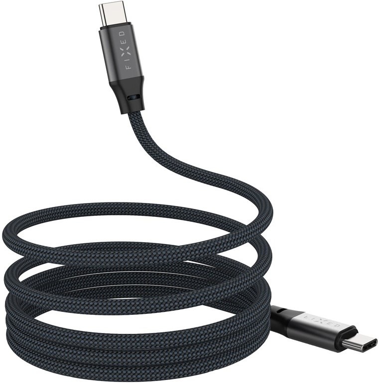 Kábel FIXED magnetický USB-C/USB-C, PD, 240W, 2m - šedý