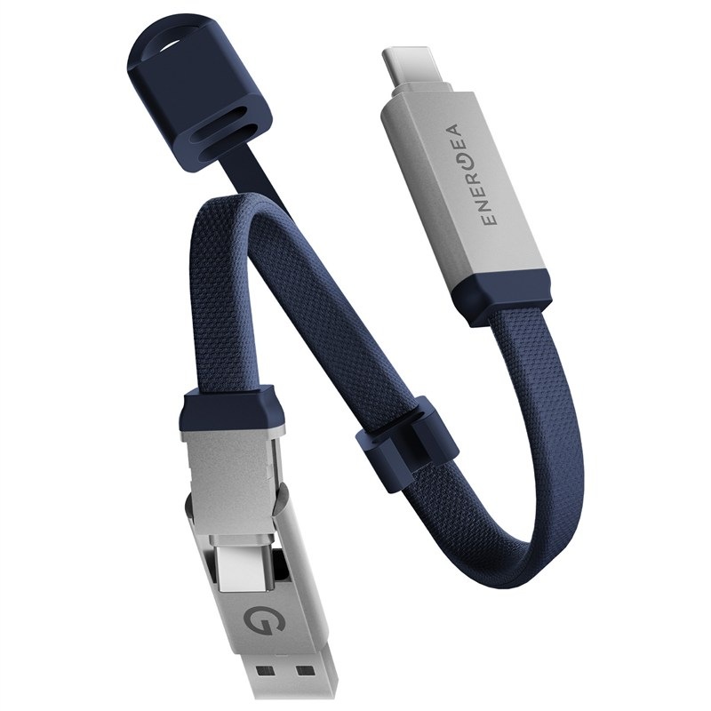 Kábel Energea Sheath Key 2v1 nabíjací - na kľúčenku (60 W) - modrý
