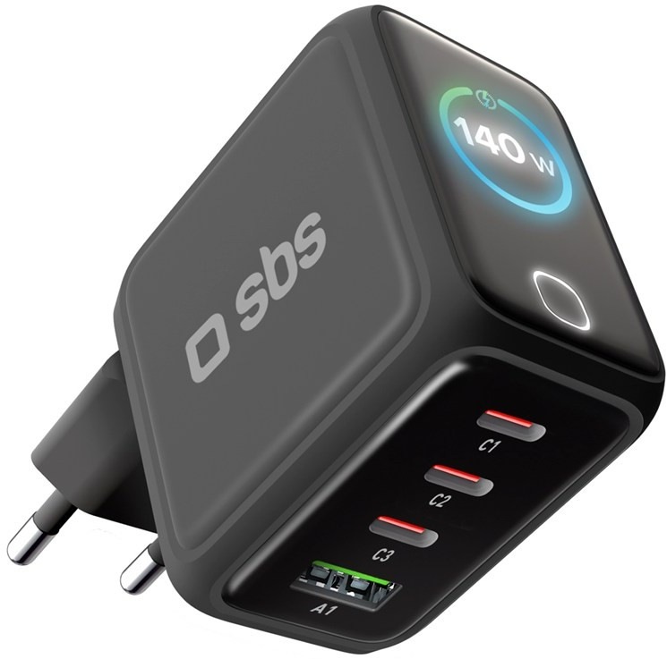 Nabíjačka do siete SBS Smart GaN 3x USB-C/USB-A, PD s maximálnym výkonom 140 W