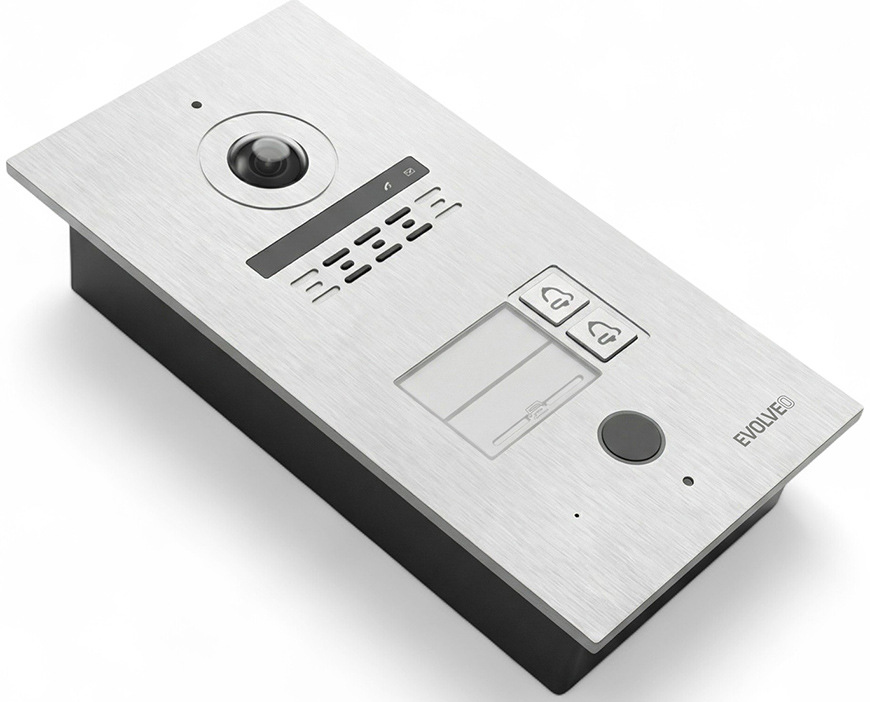 Dverný videotelefón Evolveo ID-2, pre dva byty s RFID, odtlačkom prsta a podporou ONVIF kamier čierny/nerez Dverný videotelefón Evolveo ID-2, 2-drôtový s RFID, odtlačkom prsta a podporou ONVIF kamier - čierny/nerez