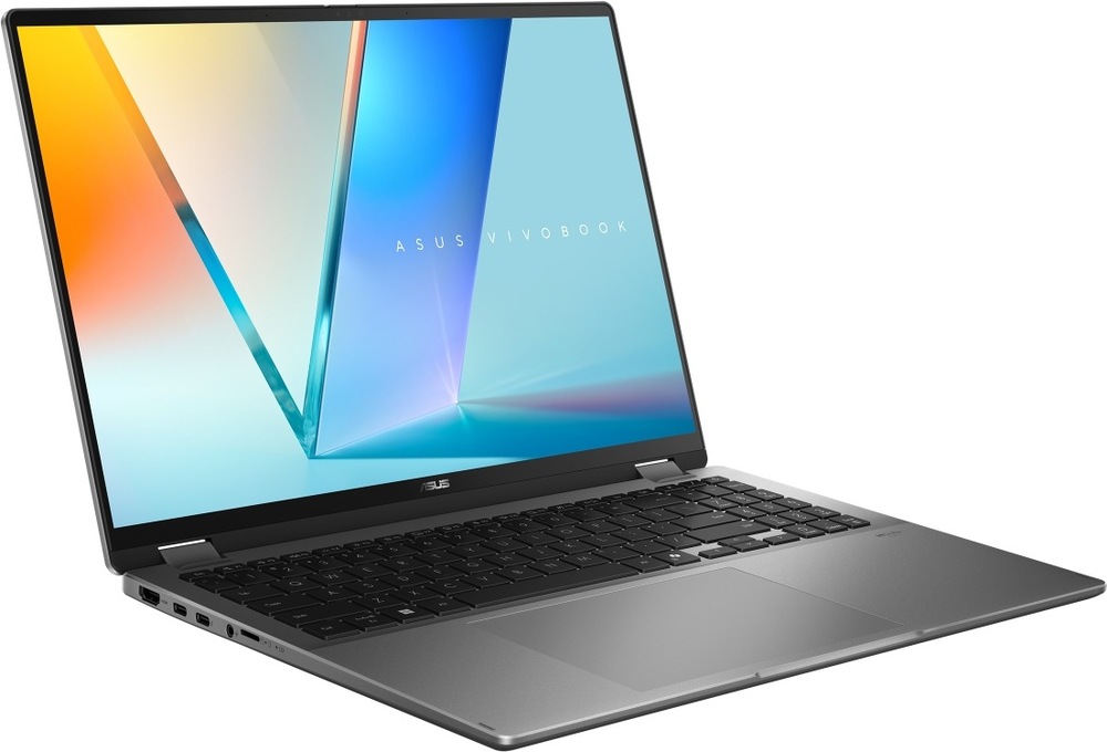 Asus Vivobook 16 Flip v režime notebooku s tenkými rámčekmi okolo displeja