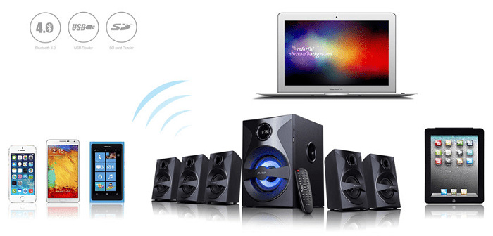Reproduktory Fenda F&D F3800X 5.1, bluetooth, rádio, USB, SD, diaľkové ovládanie čierne Reproduktory Fenda F&D F3800X 5.1, bluetooth, rádio, USB, SD, diaľkové ovládanie čierne