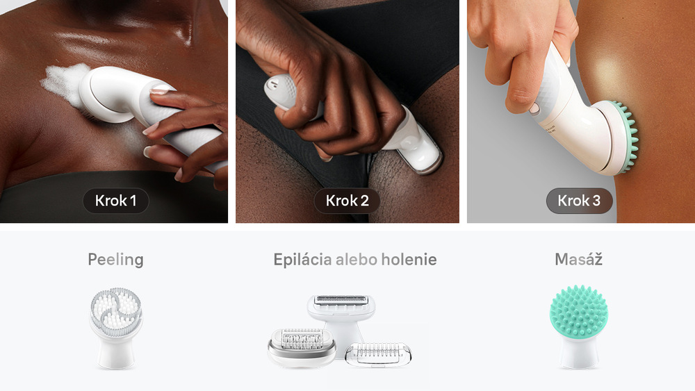 Epilátor Braun Silk-épil 9 Skin Spa SES9-080 strieborný Peeling, epilácia alebo holenie a masáž s epilátorom Braun Silk-épil 9 Skin Spa SES9-080