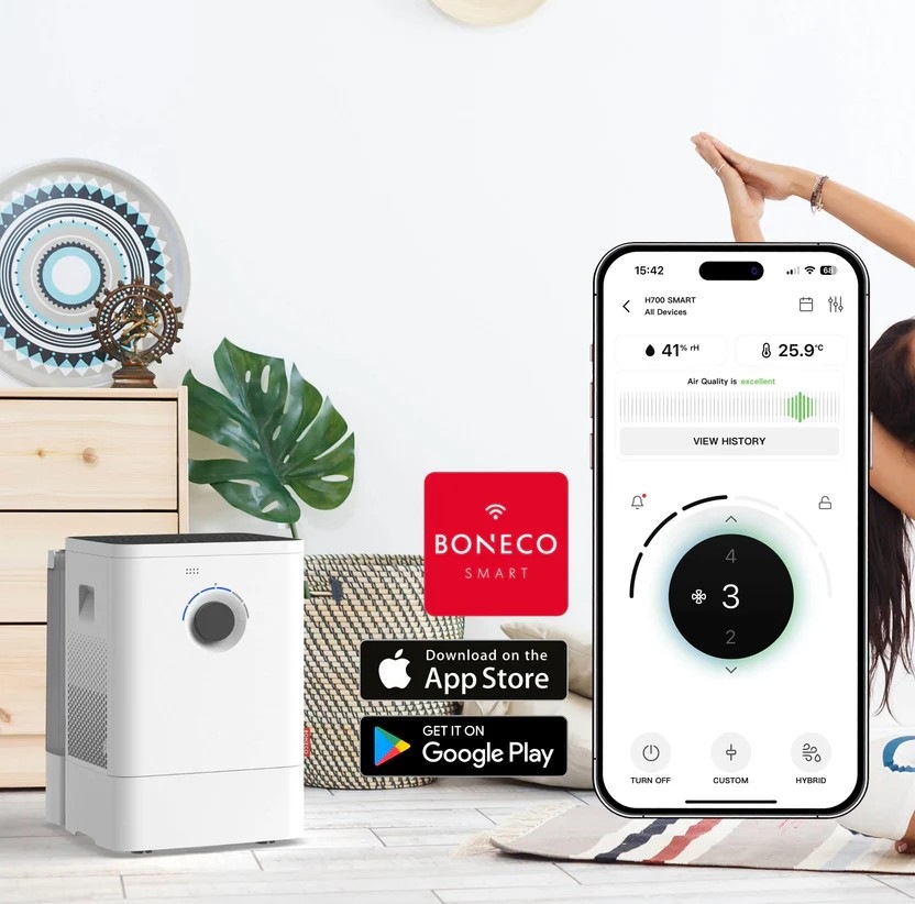 Podpora aplikácií a Zvlhčovač vzduchu Boneco W 400 SMART