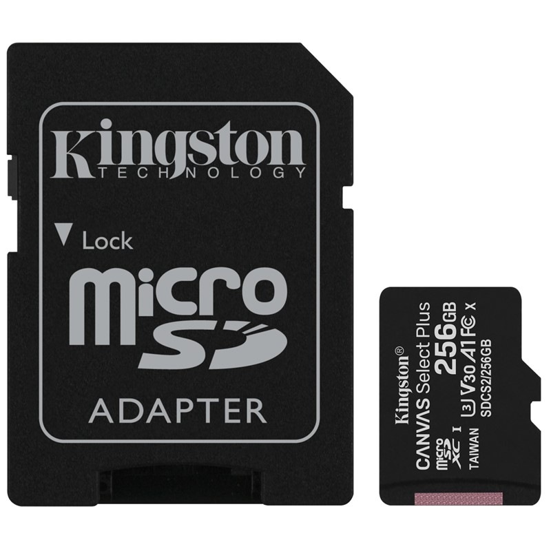 Pamäťová karta Kingston Canvas Select Plus MicroSDXC 256GB UHS-I U1 (100R/85W) + adapter