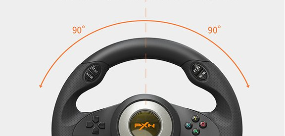 Volant PXN V3PRO Bundle, PC, Switch, PS3/4, Xbox One/X/S series čierny/oranžový PXN V3PRO Bundle spolieha na volant s rozsahom otáčania 180 stupňov