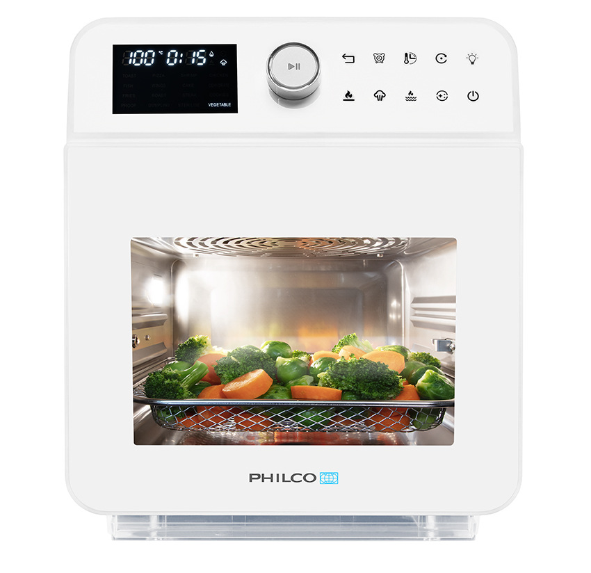 V teplovzdušnej fritéze Philco PHAO 1115W sa v pare pripravuje zelenina