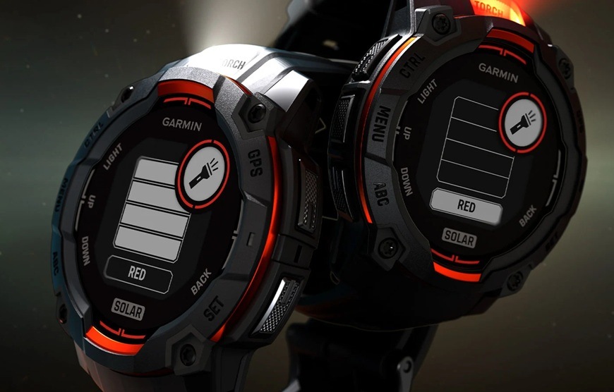 Inteligentné hodinky Garmin Instinct 3 - 50 mm Solar sivé/oranžové Detail obrázku hodiniek.