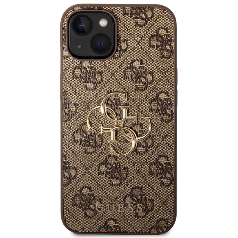 Kryt na mobil Guess 4G Metal Logo na Apple iPhone 15 hnedý