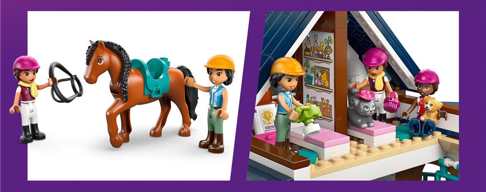 Stavebnica LEGO® Friends 42688 Konská stajňa a jazdecká akadémia Po tréningu sa kamaráti uložia do postelí nad stajňami as aplikáciou LEGO Builder dokončia model z 735 dielikov.