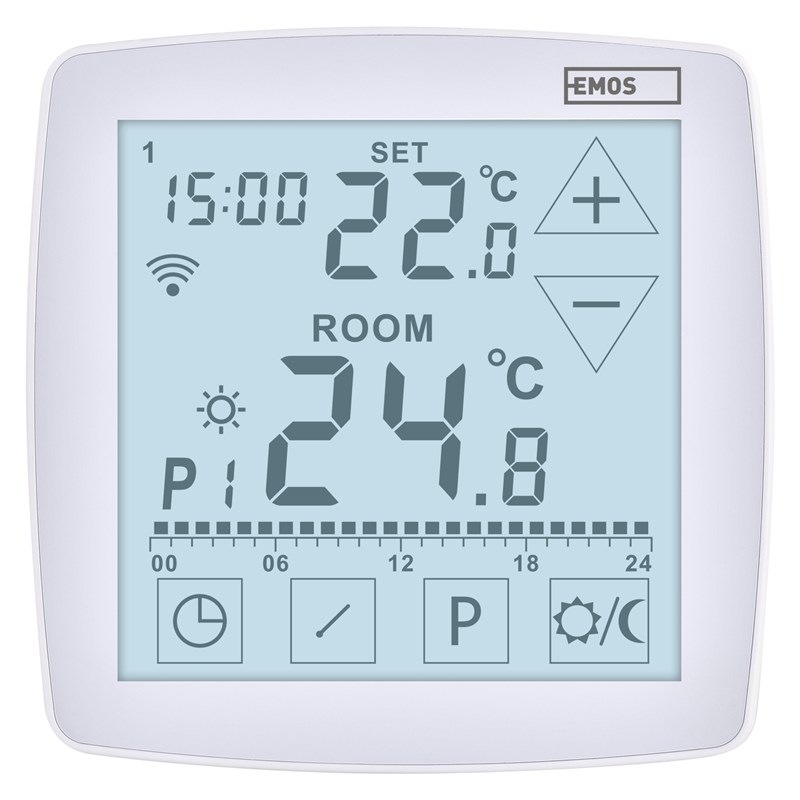 Termostat EMOS GoSmart, podlahový, programovateľný, drôtový, WiFi - biela farba