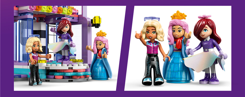 Stavebnica LEGO® Friends 42685 Módna prehliadka v mestečku Heartlake Aplikácia LEGO Builder uľahčí stavanie modelu, po ktorom môžu deti pripraviť ďalšiu módnu prehliadku.