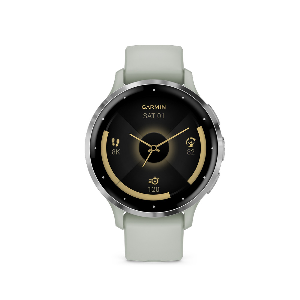 Inteligentné hodinky Garmin Venu 3S - Silver / Sage Gray Silicone Band
