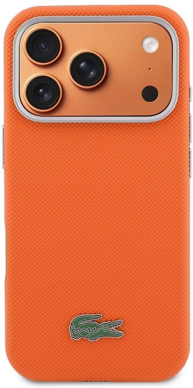 Originálny kryt na mobil Lacoste PVC Petit Pique Semi Wrap MagSafe Apple iPhone 17 Pro v oranžovej farbe