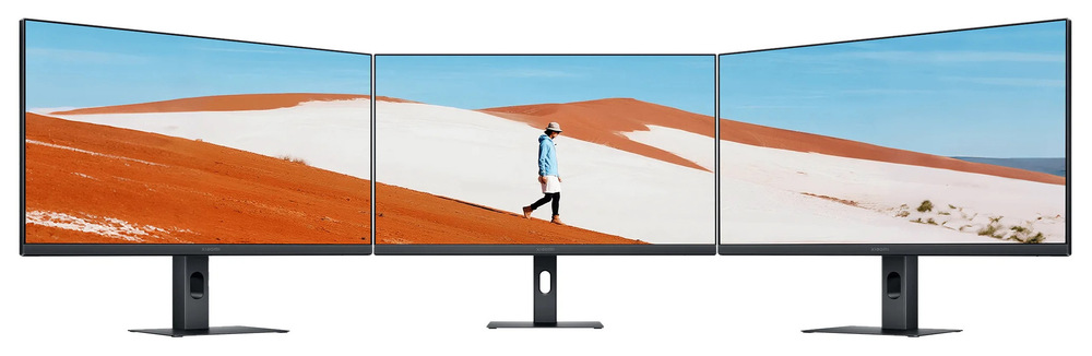 Monitor Xiaomi A24i čierny Tenké rámčeky na troch stranách maximalizujú obraz a podporujú čistý moderný dizajn aj viac monitorov.