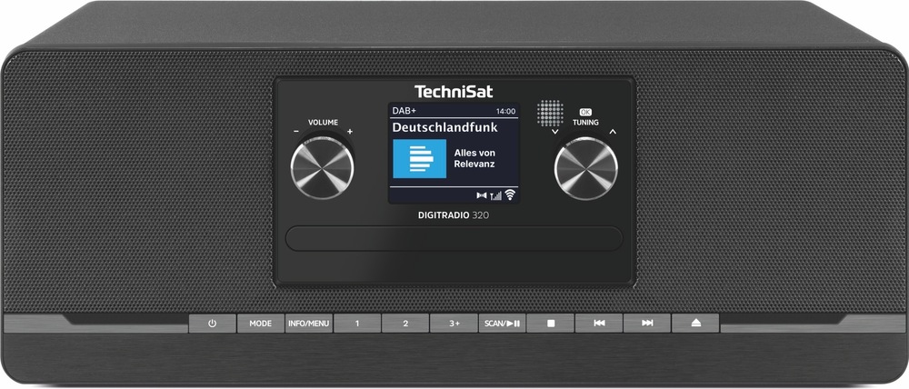 Pohľad spredu na TechniSat DIGITRADIO 320 s displejom