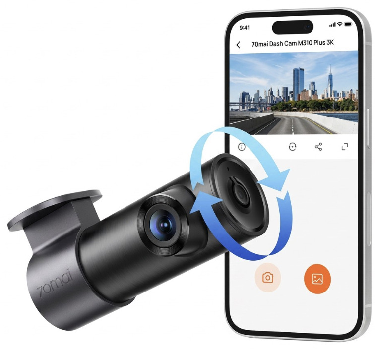 Autokamera 70mai M310 Plus 2K čierna Autokamera 70mai M310 Plus 2K s otočným objektívom a mobilnou aplikáciou na správu záznamov
