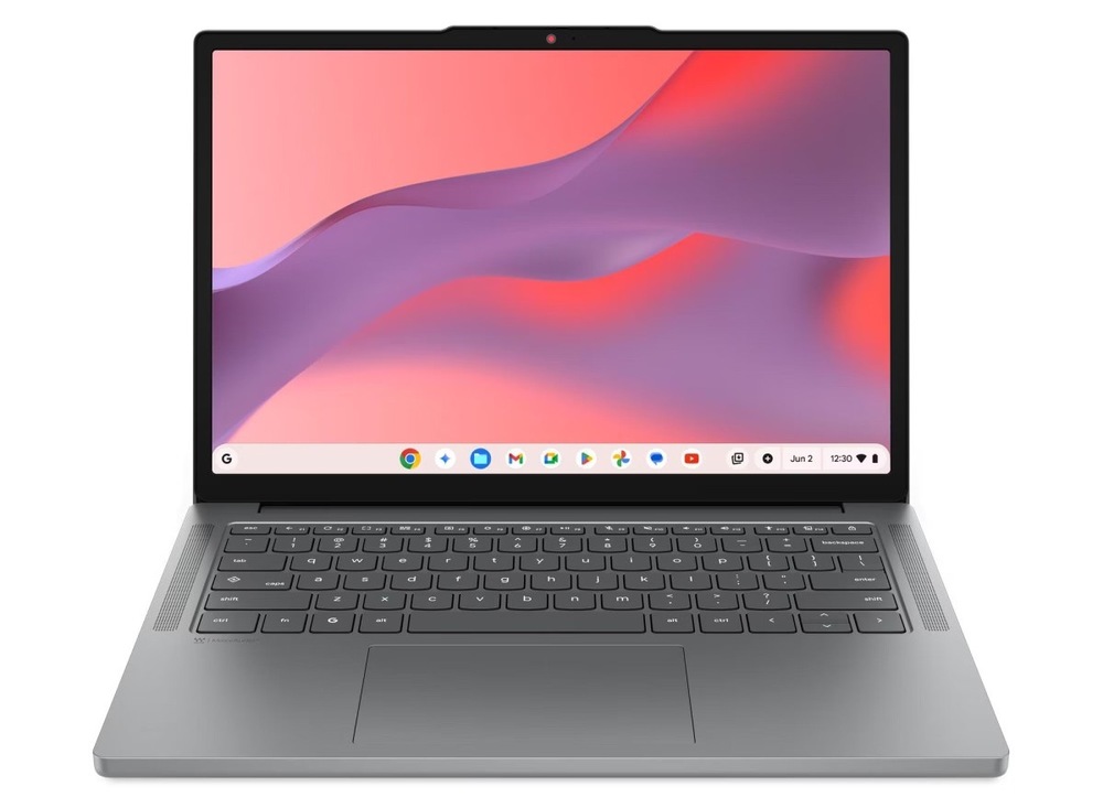 Notebook Lenovo Lenovo Chrome 14M8911 sivý Otvorený a zapnutý notebook Lenovo Lenovo Chrome 14M8911 spredu