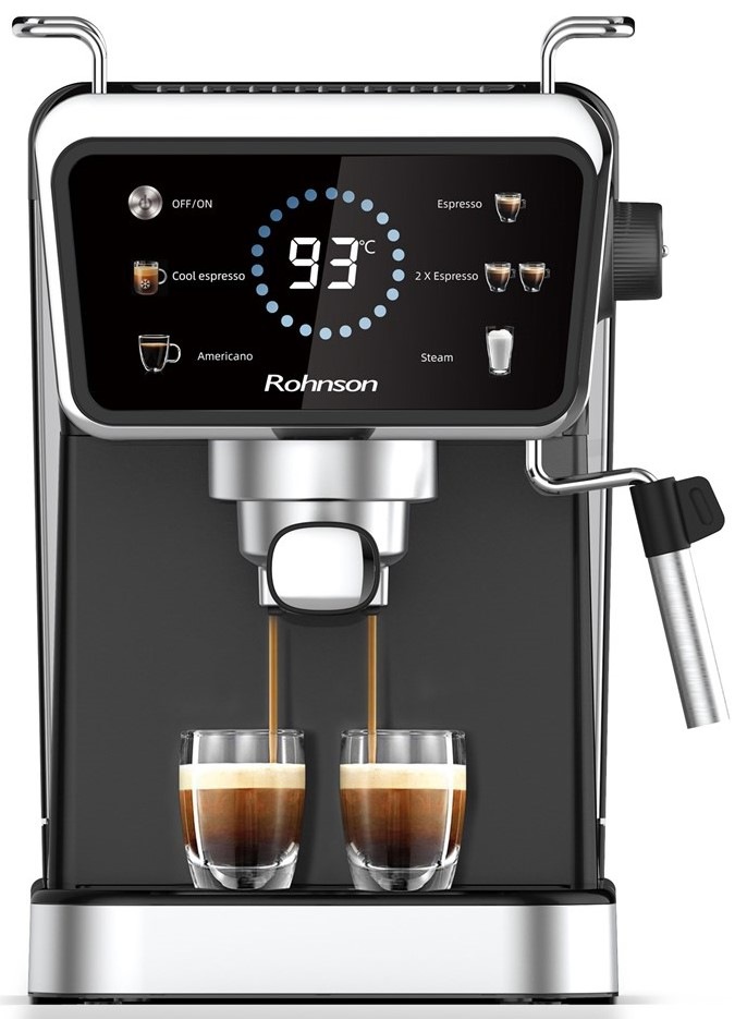 Pákový kávovar Rohnson R-98015 Hot & Cold čierny/strieborný