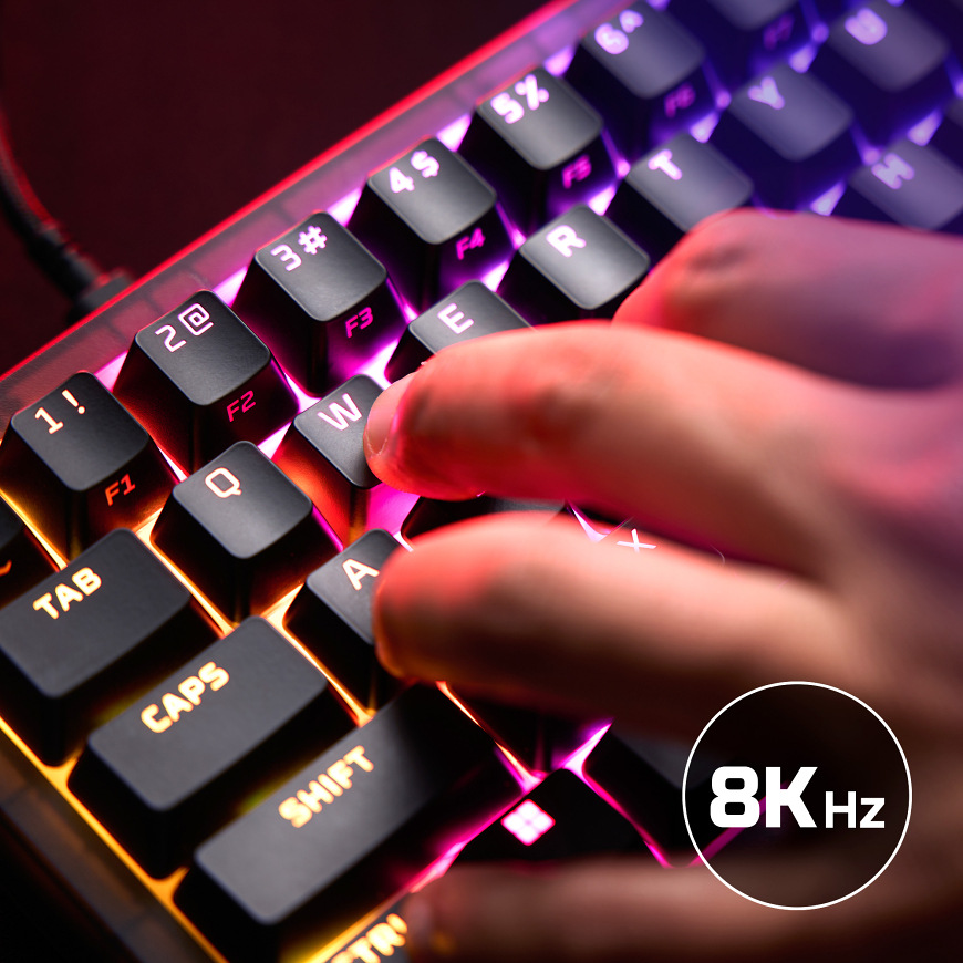 Klávesnica HyperX Origins 2 65 čierna Klávesnica HyperX Origins 2 65 – 8 000 Hz polling rate pre minimálnu latenciu