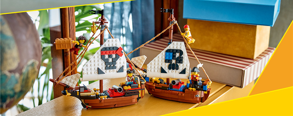 Stavebnica LEGO® Creator 3 v 1 31387 Kultovní pirátská loď Vďaka možnosti opakovaného prestavovania získajú deti od 9 rokov zakaždým nový herný svet plný dobrodružstva.