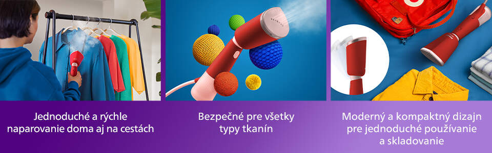 Ručný naparovač odevov Philips Series 5000 STH5020/40 červený