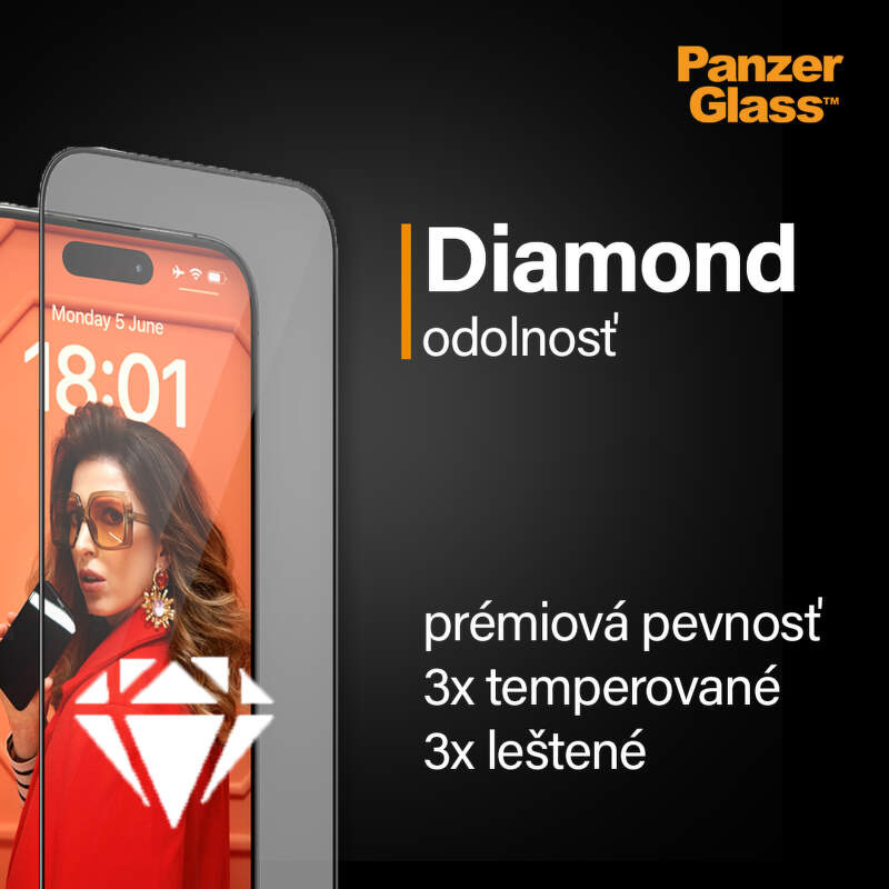 Tvrdené sklo PanzerGlass Ultra-Wide Fit na Apple iPhone 15 Pro s instalačním rámečkem Tvrdené sklo PanzerGlass Ultra-Wide Fit na Apple iPhone 15 Pro s instalačním rámečkem