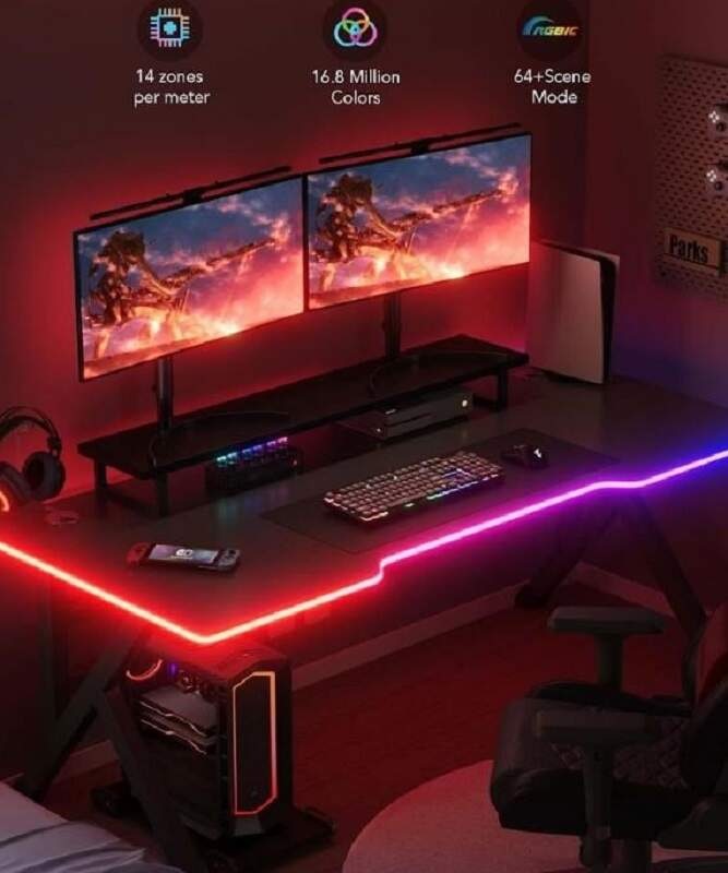 LED pásik Govee Neon RGBIC, LED podsvietenie pre stôl, 3 m biely LED pásik Govee Neon RGBIC, LED podsvietenie pre stôl, 3 m biely