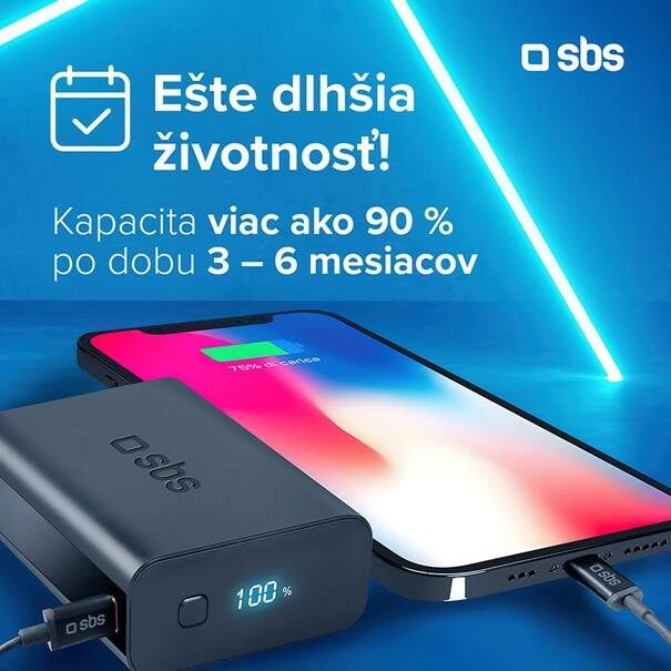 Powerbank SBS 2x USB-A/USB-C, PD, 20 W 10000 mAh čierna Powerbank SBS 2x USB-A/USB-C, PD, 20 W 10000 mAh čierna