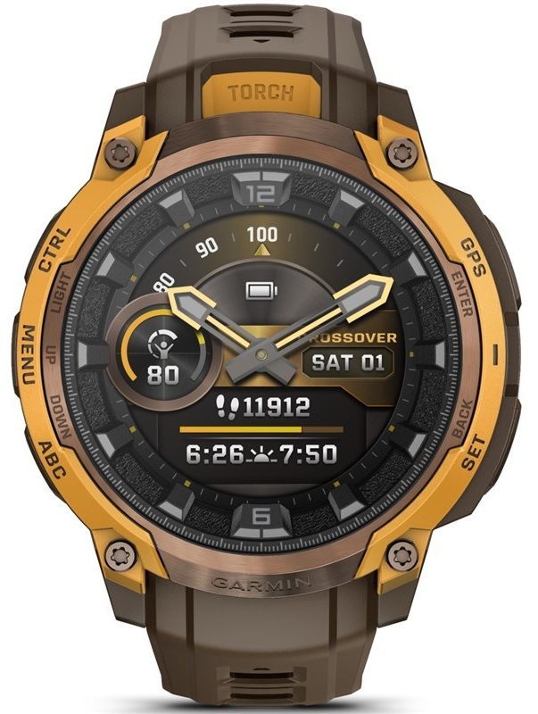 Inteligentné hodinky Garmin Instinct Crossover AMOLED hnedé/oranžové