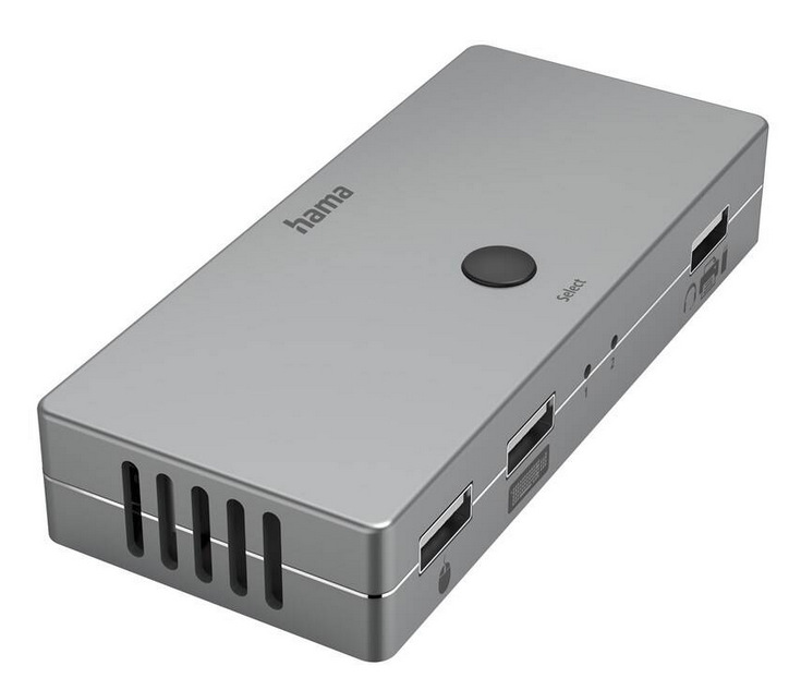 USB Hub Hama KVM prepínač pre 2 PC na 1 monitor, 3xUSB, 1xHDMI sivý Hama KVM prepínač pre 2 PC na 1 monitor, 3xUSB, 1xHDMI (200135) sivý