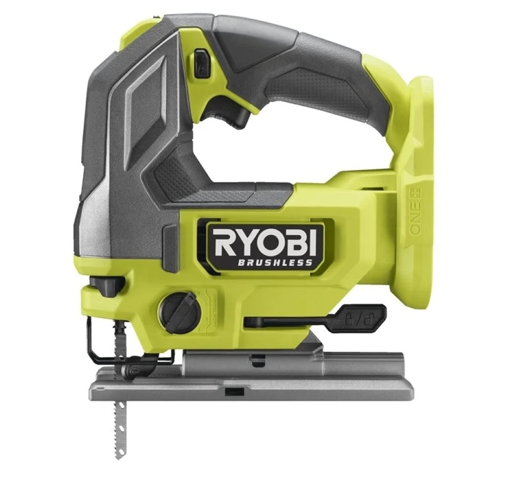 Pohľad zboku na priamočiaru pílu Ryobi ONE+ RJS18BL-0