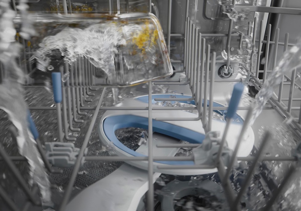 Dvojito rotujúci ostrekovací disk 360Clean Pro v umývačke Electrolux.