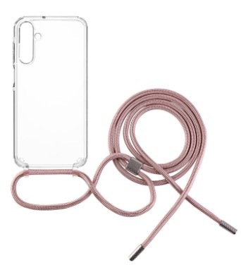 Kryt na mobil FIXED Pure Neck s růžovou šňůrkou na krk na Samsung Galaxy A15/A15 5G priehľadný FXDFIXPUN428PI