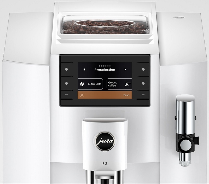 Automatický kávovar Jura E8 Piano White (modelový rok 2025) biely Automatický kávovar Jura E8 Piano White (modelový rok 2025) biely