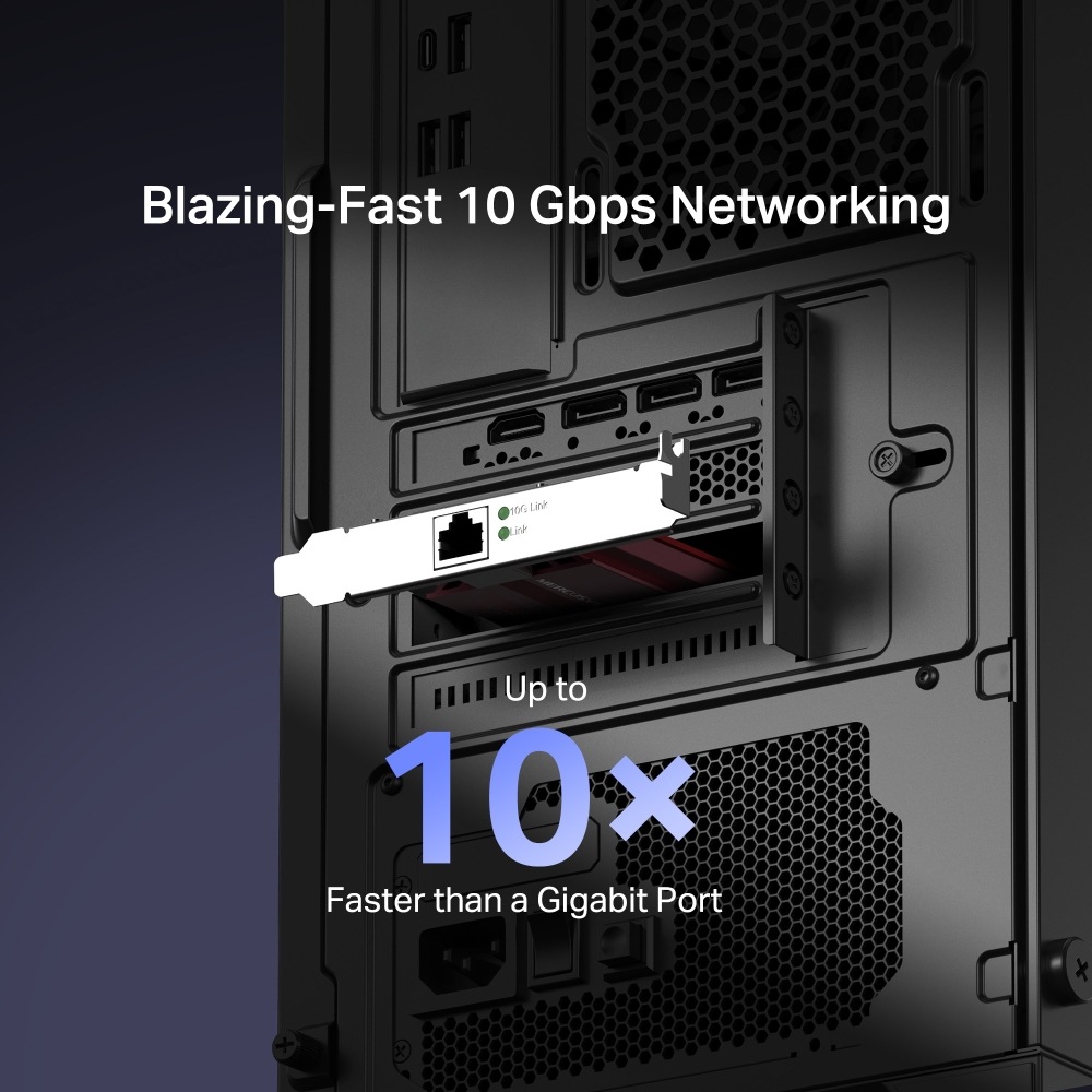 Sieťová karta Mercusys MA510E 10 Gigabit PCIe červená Mercusys MA510E 10 Gigabit PCIe podporuje pripojenie rýchlostí až 10 Gbps