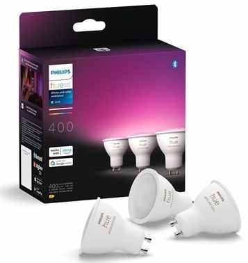 Sada 3 šikovných žiaroviek Philips Hue GU10.