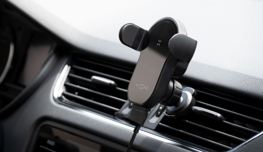 Držiak na mobil FIXED Matic s bezdrôtovým nabíjaním čierny Držiak na mobil FIXED Matic s bezdrôtovým nabíjaním čierny