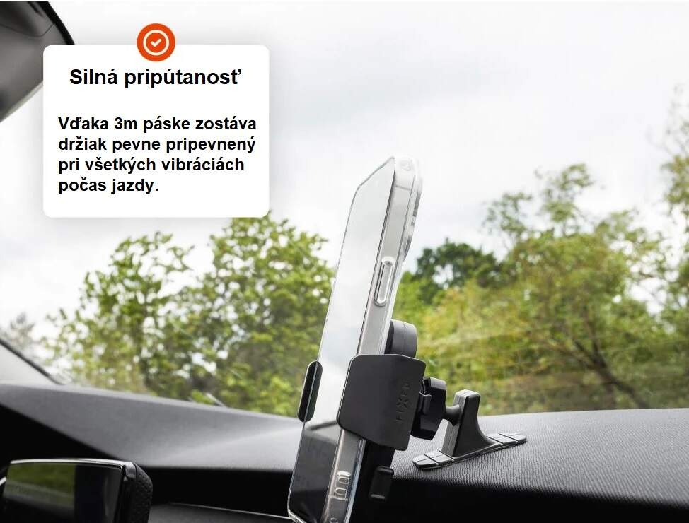 Držiak na mobil FIXED Iconiq Dash s nalepovacou nohou na palubnú dosku čierny