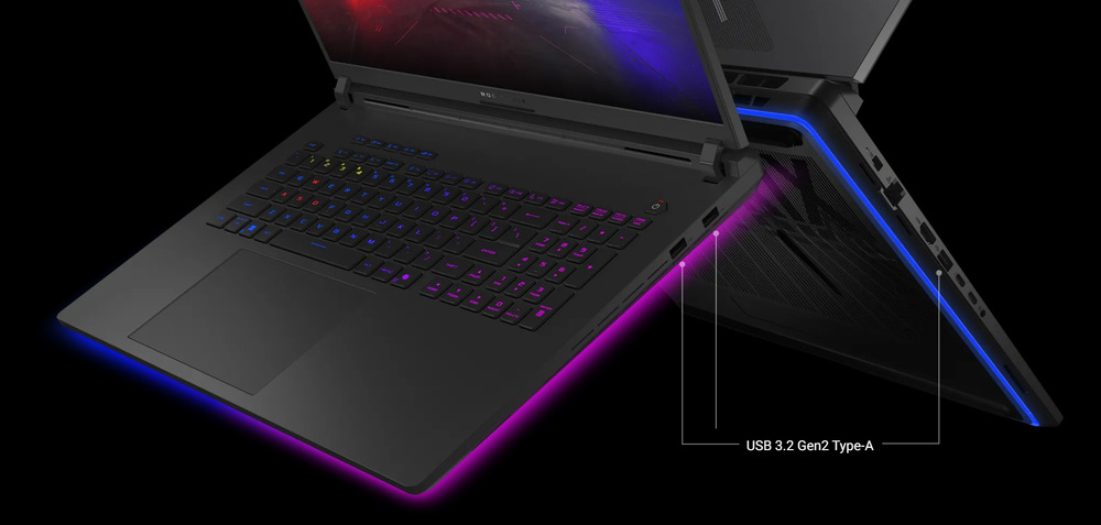 Notebook Asus ROG Strix SCAR 18 čierny Thunderbolt 5, Wi-Fi 7, HDMI 2.1, USB 3.2 Gen 2 a LAN zaistia široké možnosti pripojenia