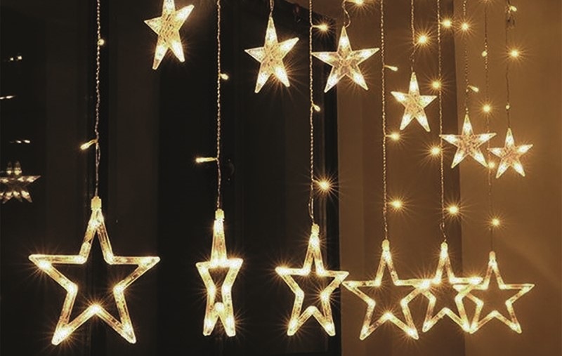 Vianočné osvetlenie Solight záves - hviezdy, šírka 3m, 123LED, IP44, 3xAA, teplá biela Vianočné osvetlenie Solight záves - hviezdy, šírka 3m, 123LED, IP44, 3xAA, teplá biela